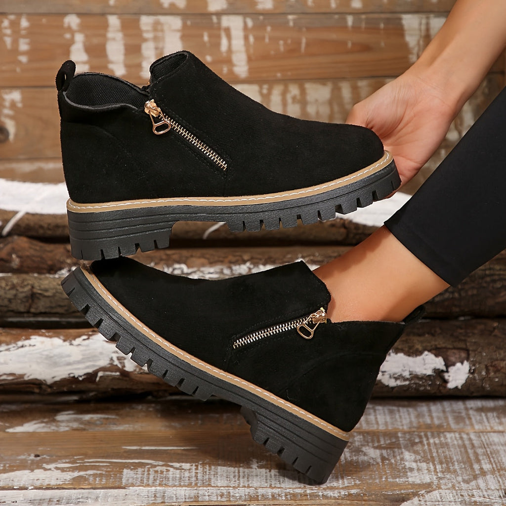 Women's Ankle Boots with Non Slip Grip Arch Support and Side Zipper