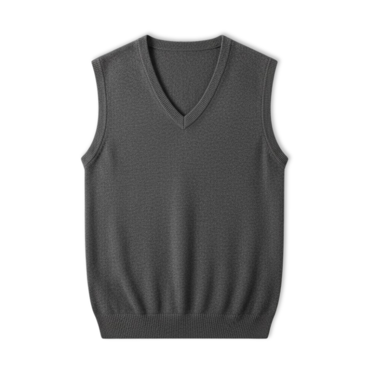 Ærmeløs pullover-vest til mænd i merinould med V-hals