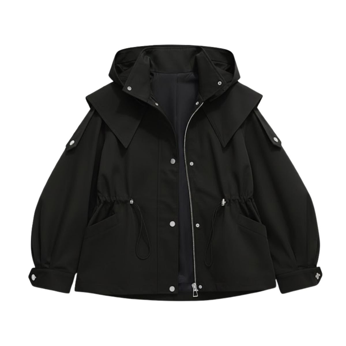 Casual kort trenchjakke til kvinder med taljeparti og festligt design