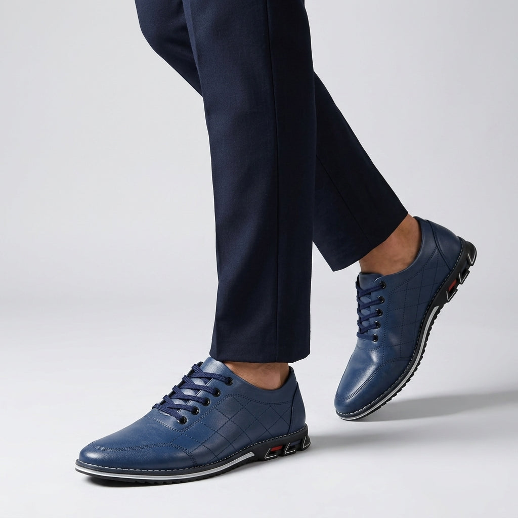 Men's Quilted Sneakers with Lace Up Closure and Textured Grip Outsole