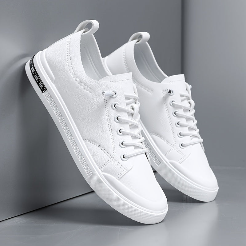 Men's Smooth Leather Sneakers with Fabric Lining EVA Insole and Durable PVC Sole
