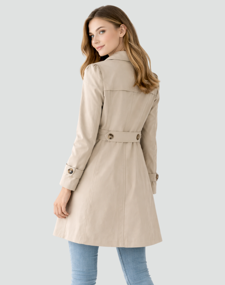 Women's Slim Fit Lightweight Trench Coat with Classic Lapel Collar