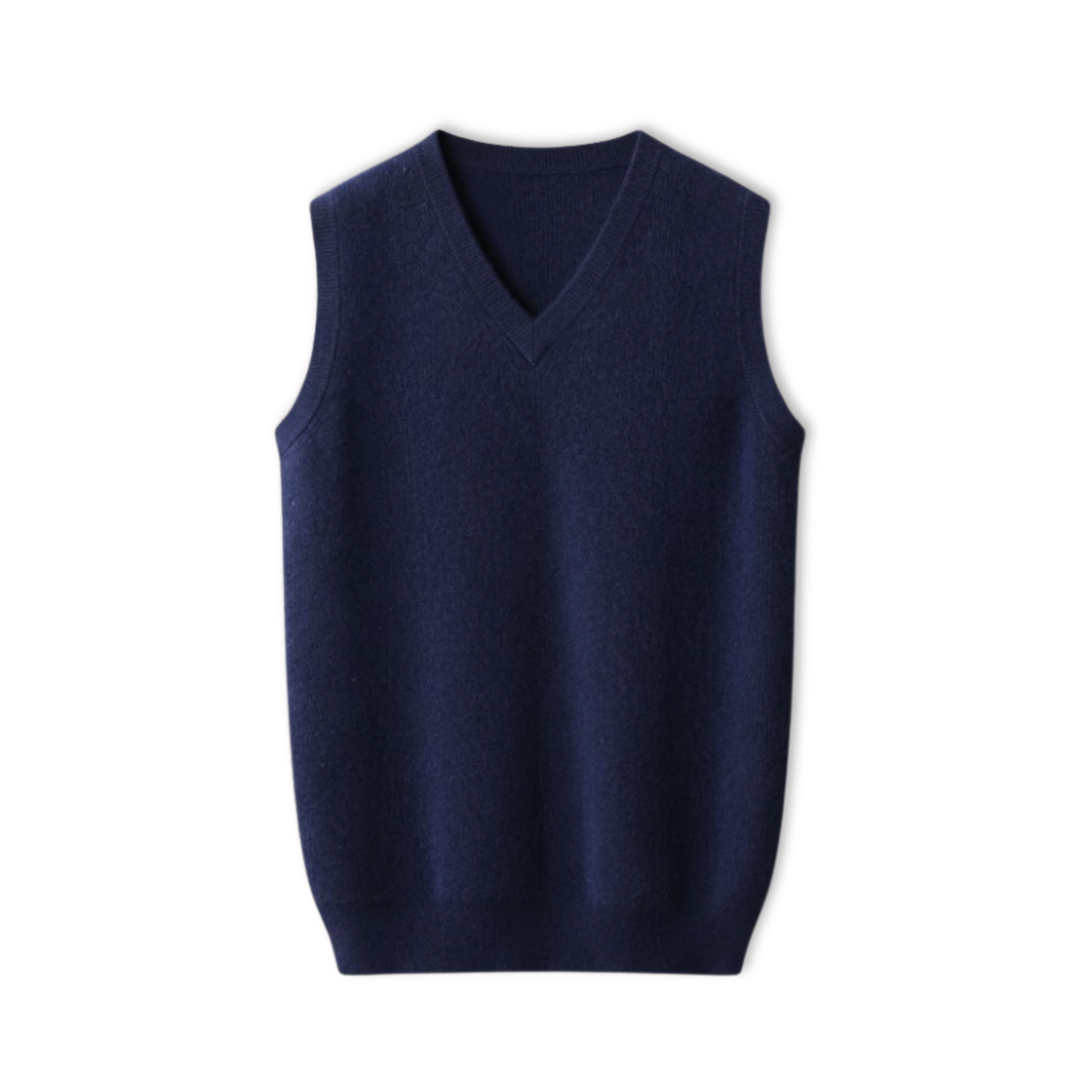Ærmeløs pullover-vest til mænd i merinould med V-hals