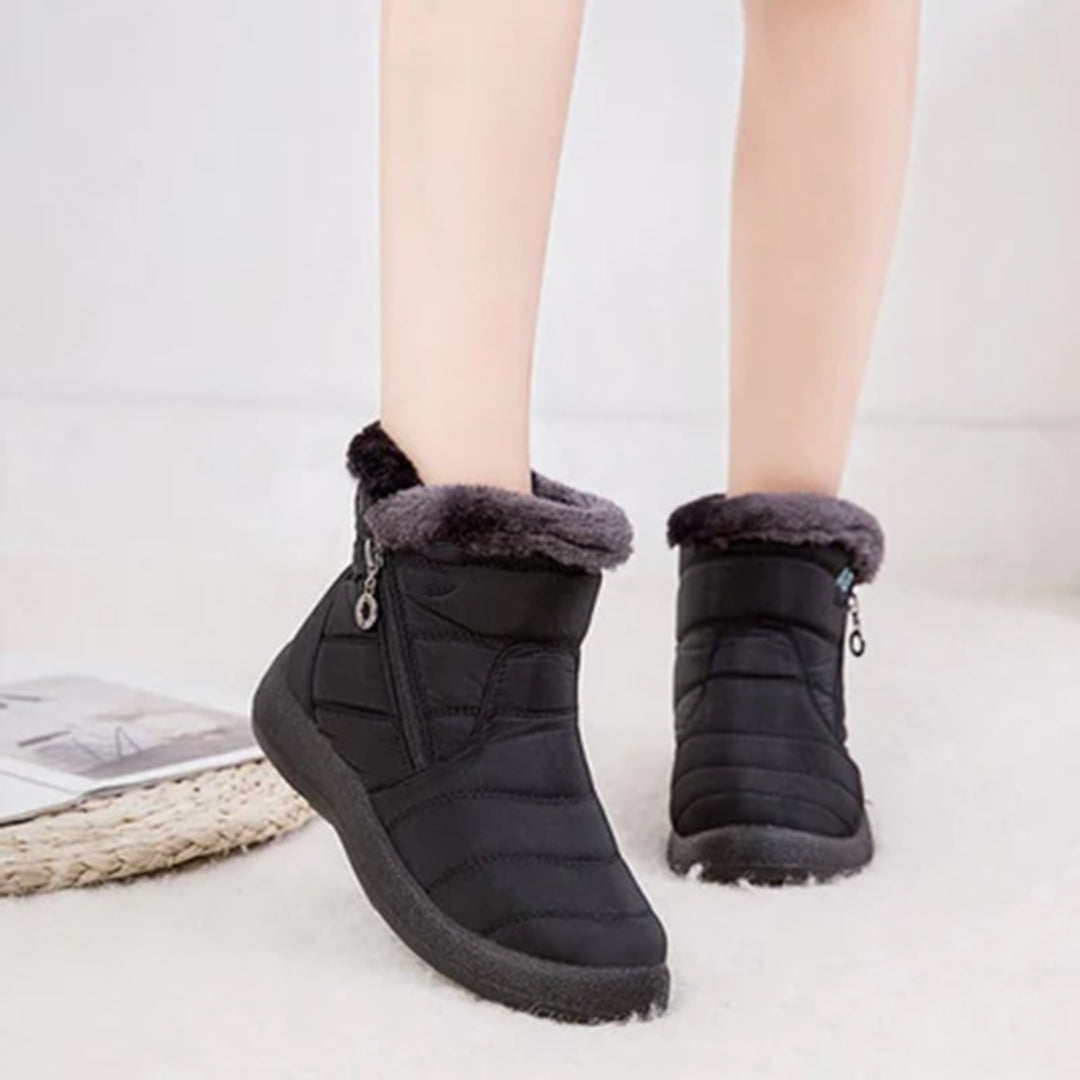 Women's Snow Boots with Faux Fur Lining Side Zip Closure and Non Slip Sole