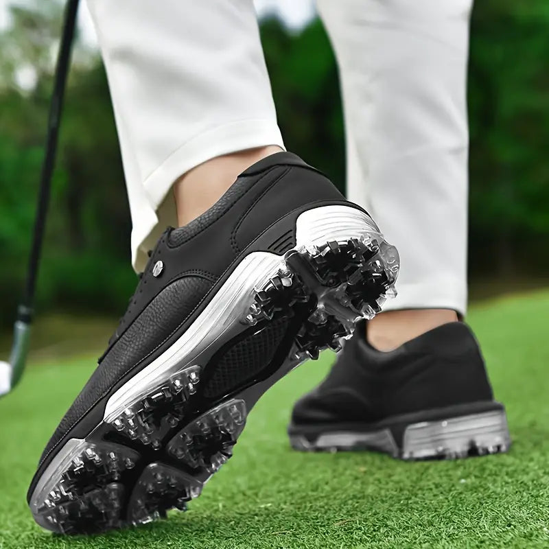 Vandtætte golfsko til mænd i fuldnarvet læder med skridsikkert greb