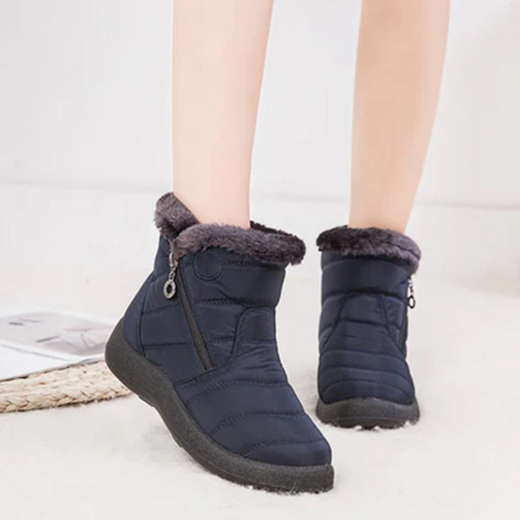 Women's Snow Boots with Faux Fur Lining Side Zip Closure and Non Slip Sole