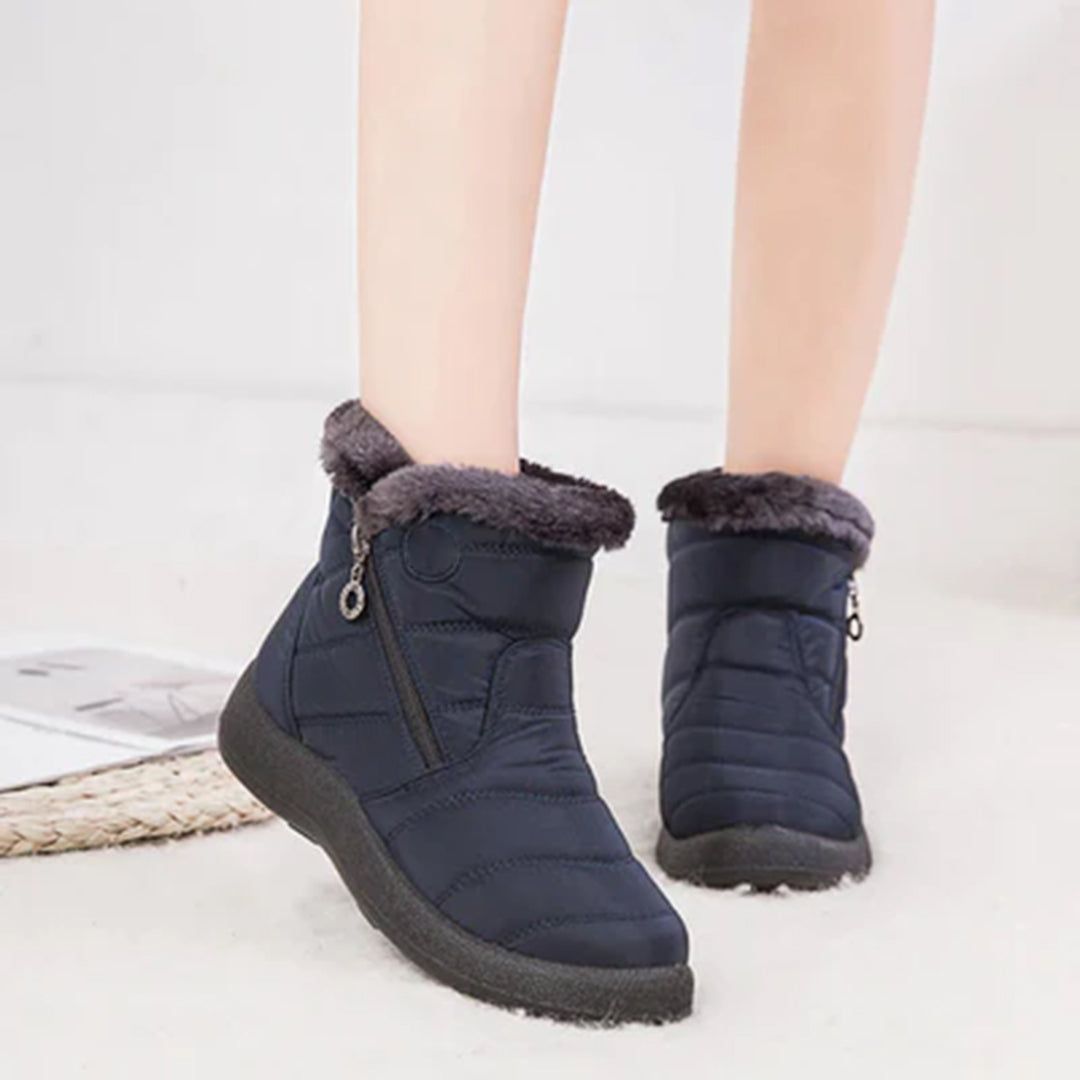 Women's Snow Boots with Faux Fur Lining Side Zip Closure and Non Slip Sole