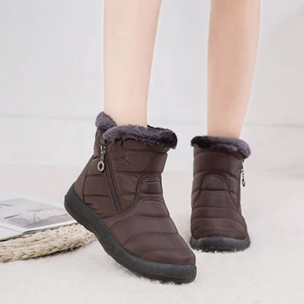 Women's Snow Boots with Faux Fur Lining Side Zip Closure and Non Slip Sole