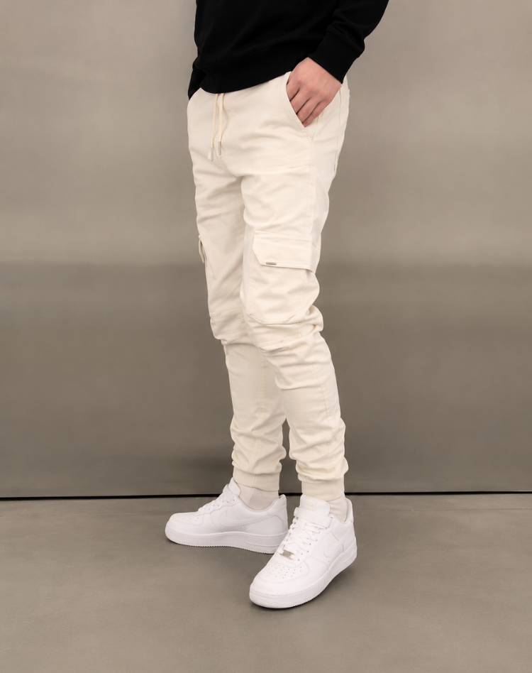 Cargo-joggingbukser til mænd i slim fit med elastisk linning og elastiske ankler