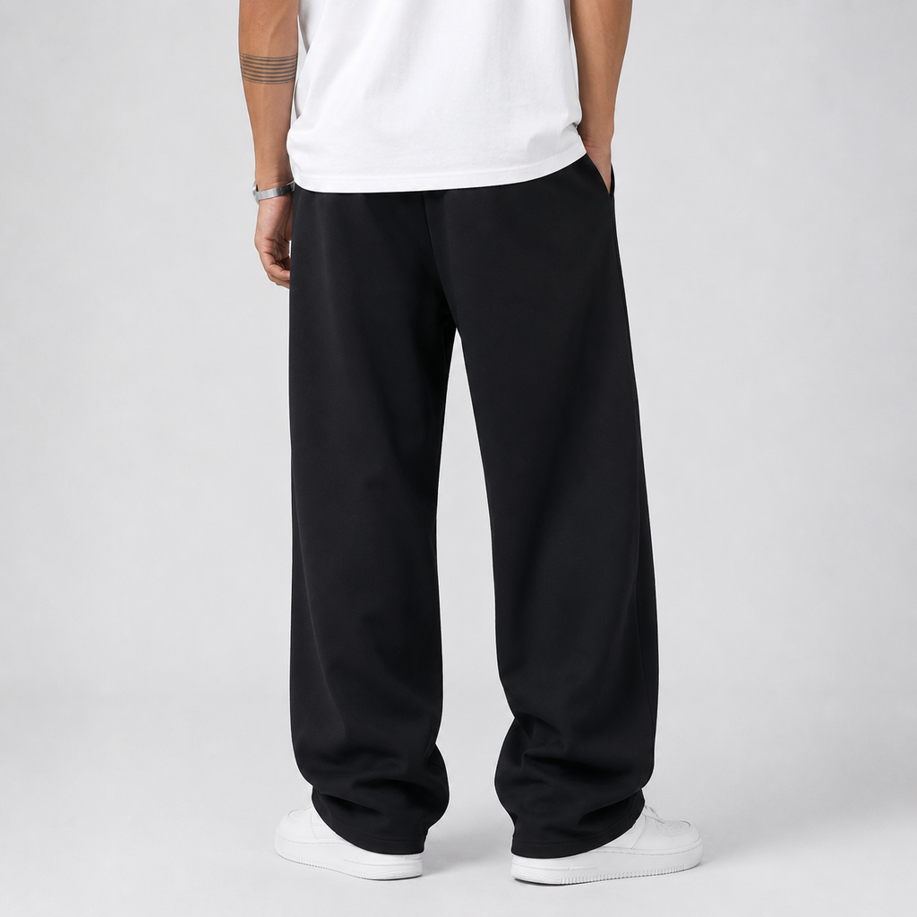Men's Thick Knit Jogger Trousers with Elastic Drawstring Waist and Straight Cut
