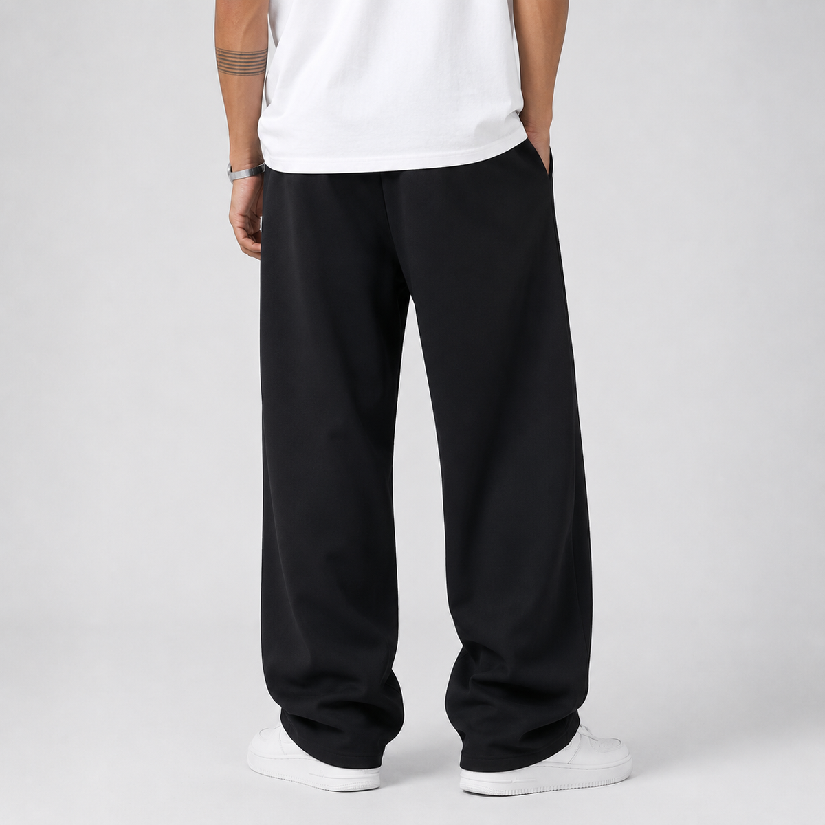 Men's Thick Knit Jogger Trousers with Elastic Drawstring Waist and Straight Cut