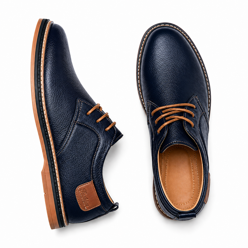 Men's Genuine Leather Shoes with Handmade Stitching and Classic Design