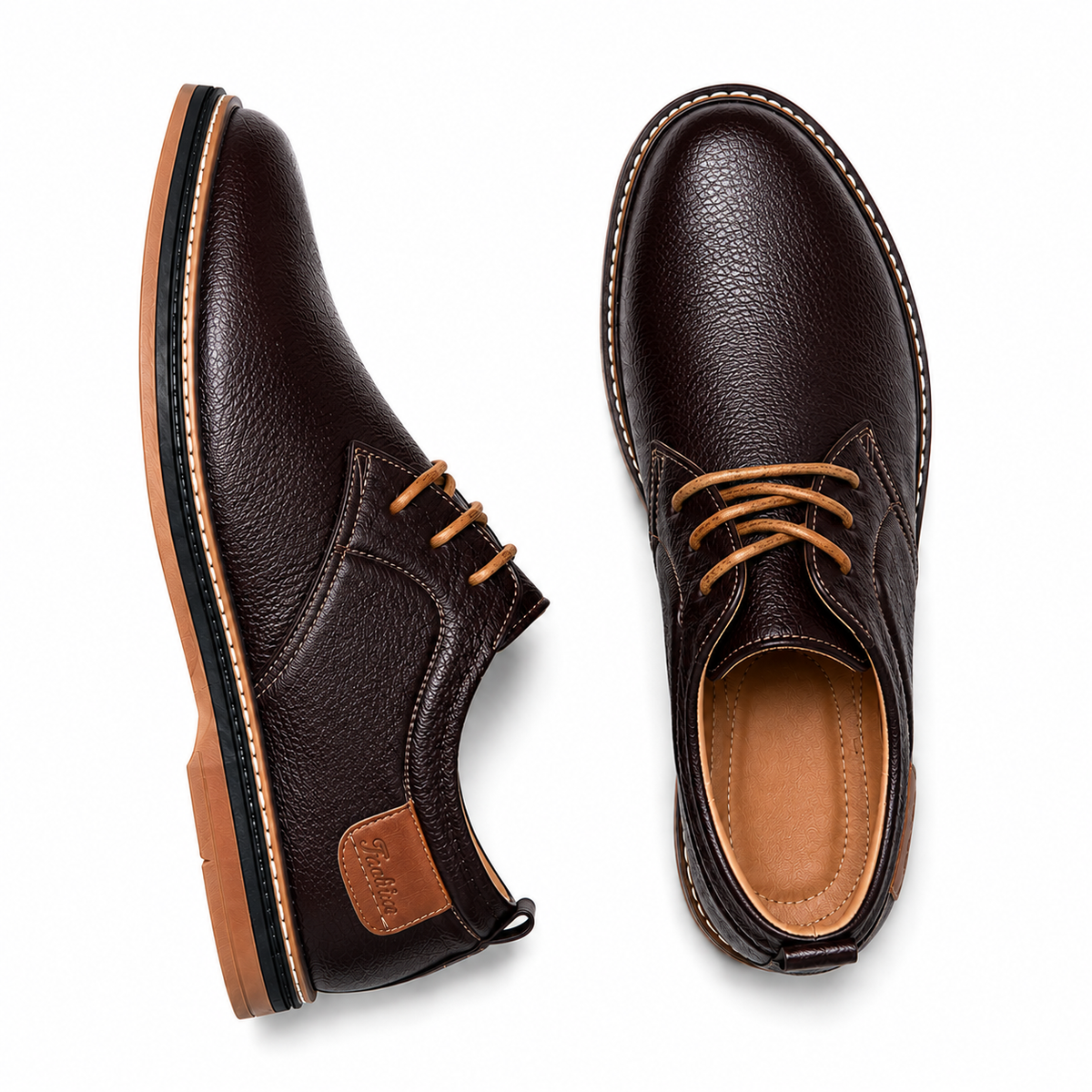 Men's Handmade Leather Shoes with Classic Stitching and Timeless Style