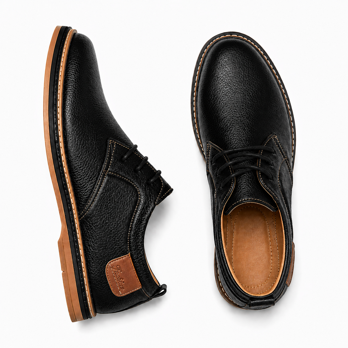 Men's Genuine Leather Shoes with Handmade Stitching and Classic Design