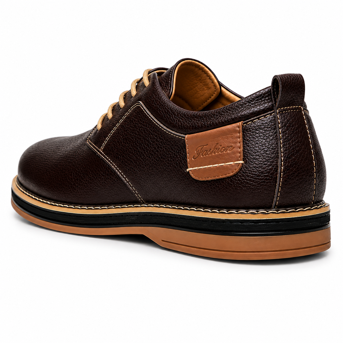 Men's Handmade Leather Shoes with Classic Stitching and Timeless Style