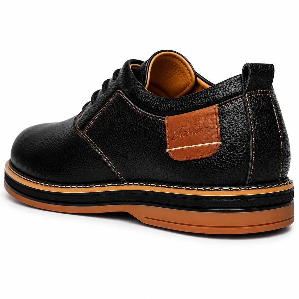Men's Handmade Leather Shoes with Classic Stitching and Timeless Style
