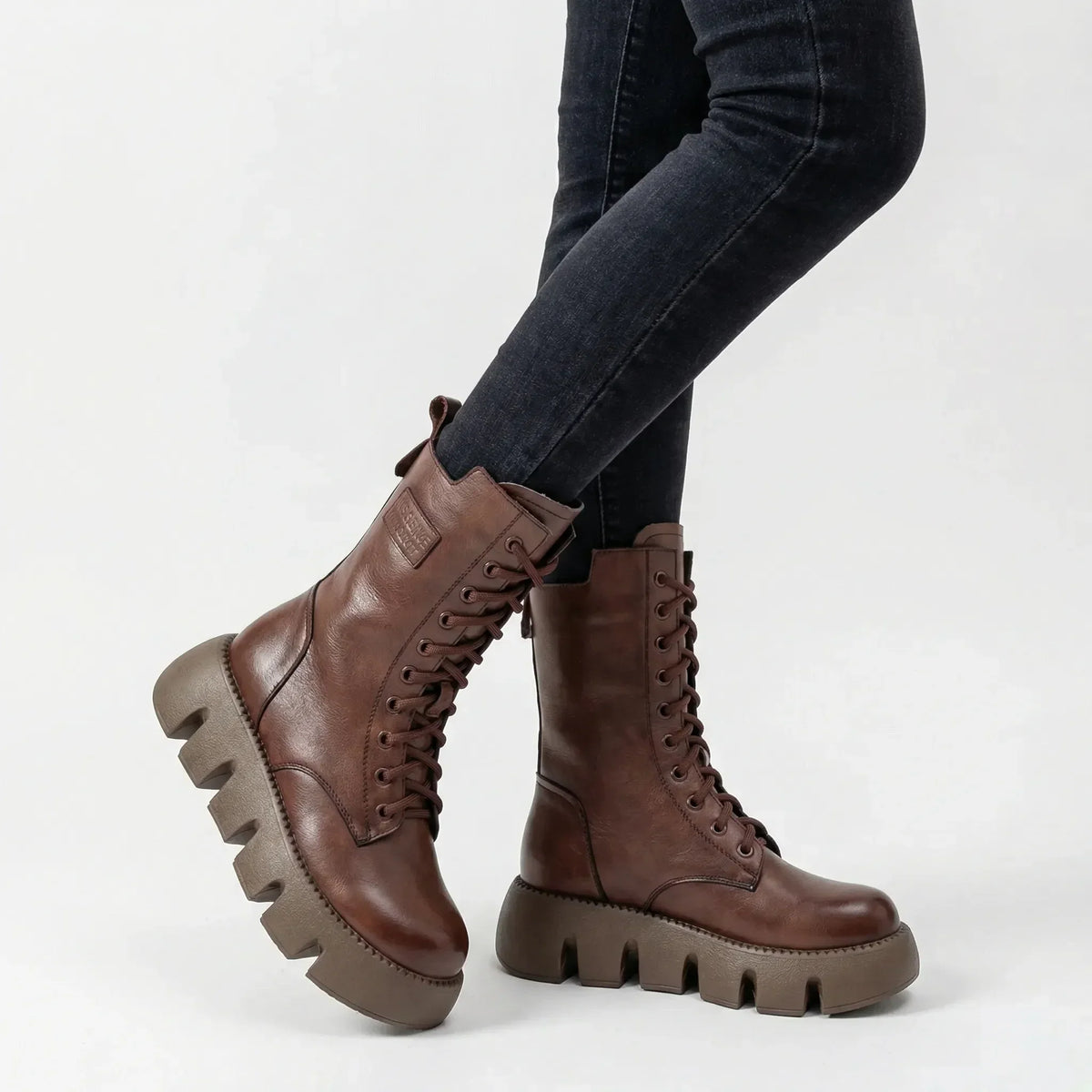 Women's Platform Combat Boots with Arch Support and Non Slip Sole