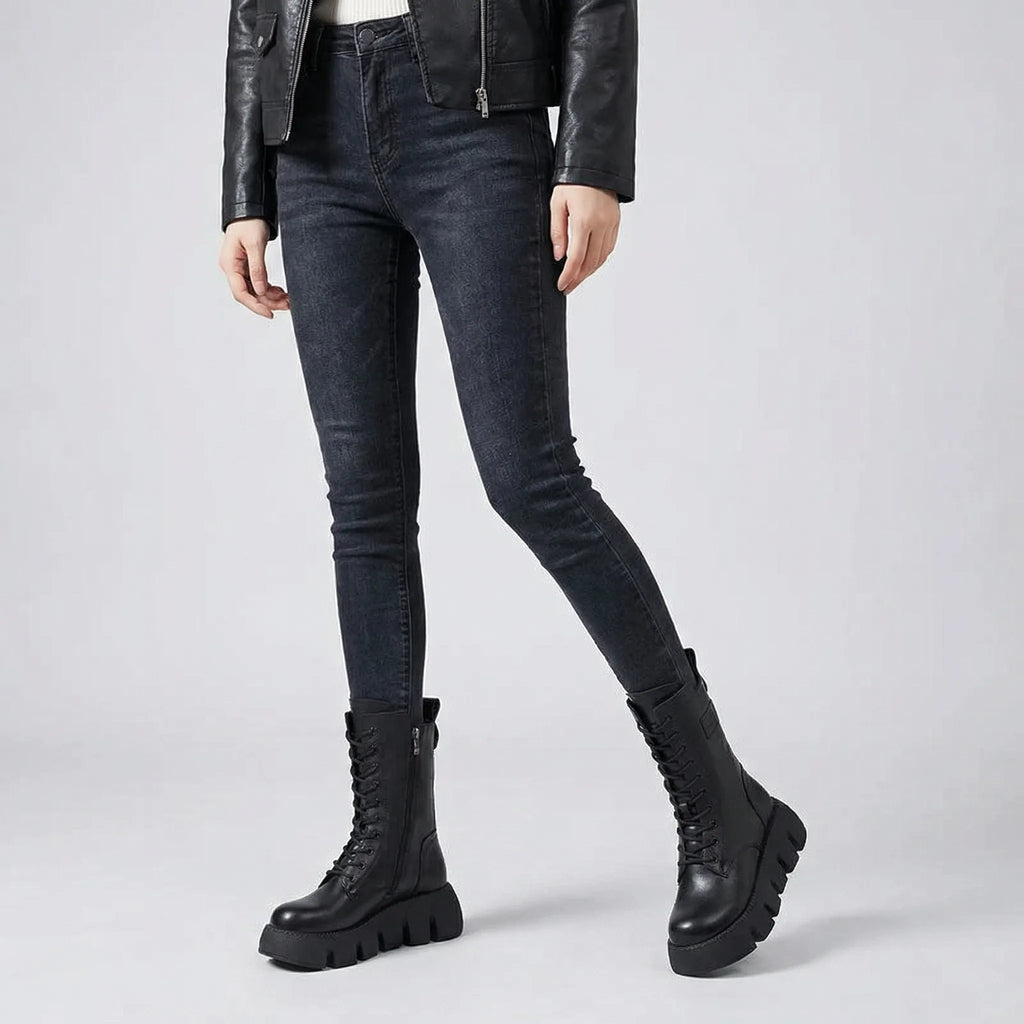 Women's Platform Combat Boots with Arch Support and Non Slip Sole