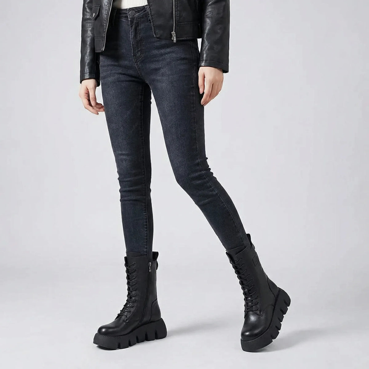 Women's Platform Combat Boots with Arch Support and Non Slip Sole