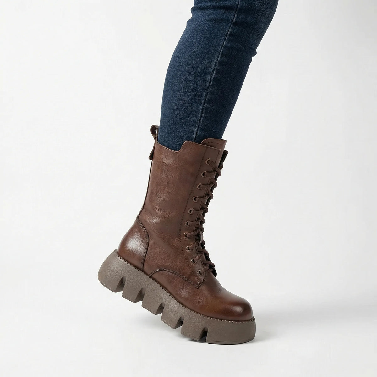 Women's Platform Combat Boots with Arch Support and Non Slip Sole