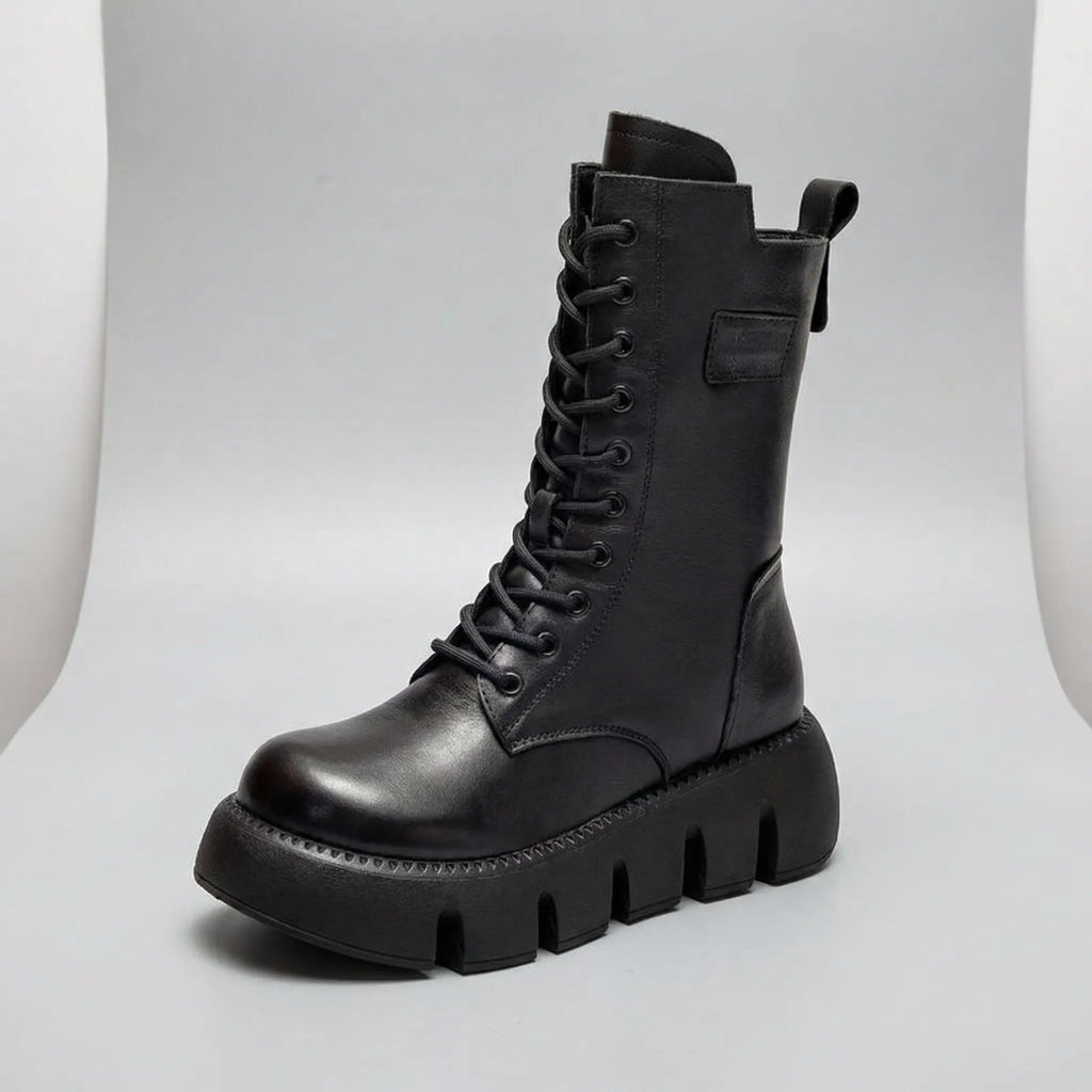 Women's Platform Combat Boots with Arch Support and Non Slip Sole