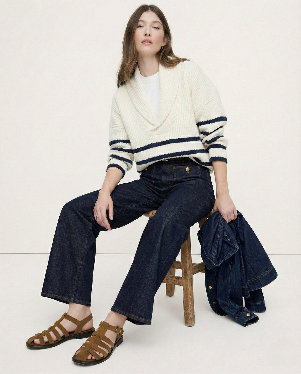 Women's High Waisted Wide Leg Stretch Jeans with Front Pockets