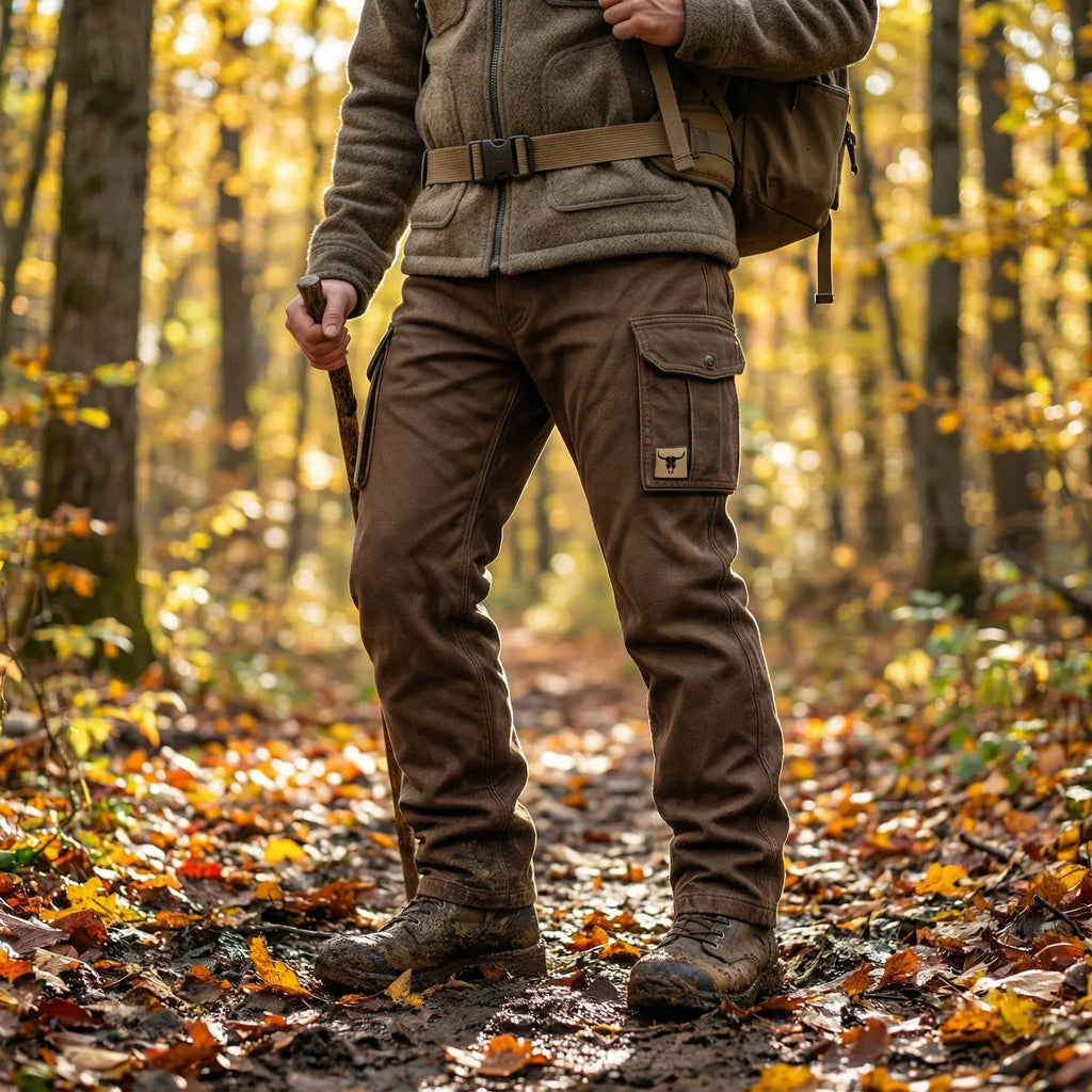 Men's Cargo Work Pants with Reinforced Pockets and Straight Fit