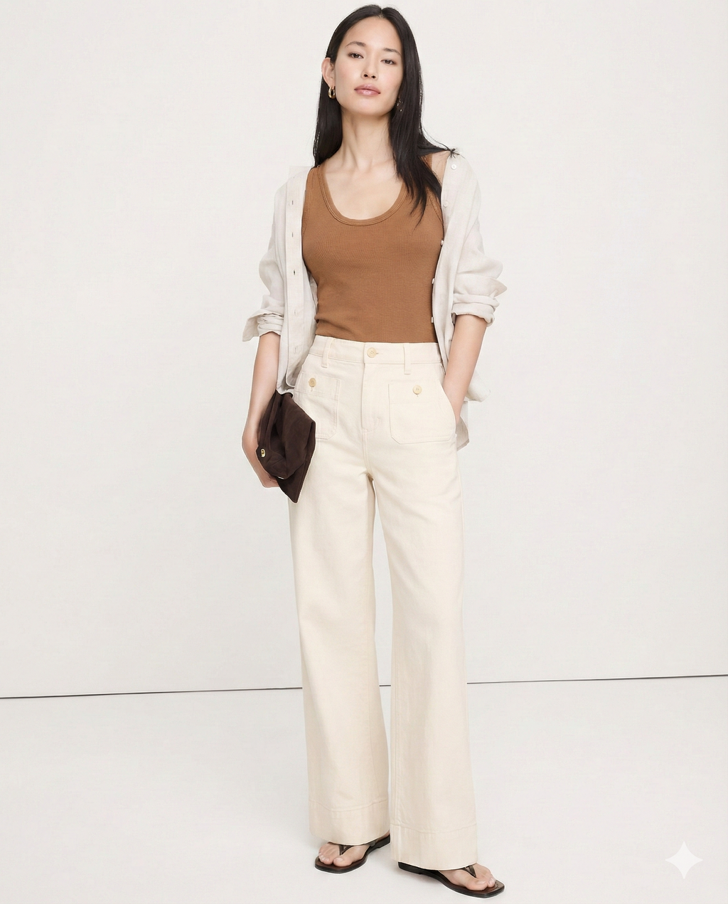 Women's High Waisted Wide Leg Stretch Jeans with Front Pockets