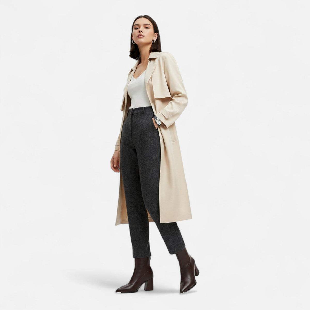 Women's Chelsea Boots with Pointed Toe High Heel and Zipper Closure