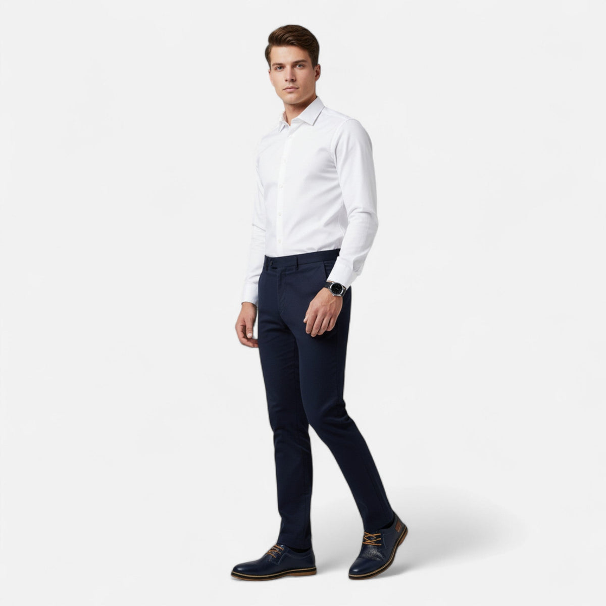 Men's Handmade Leather Shoes with Classic Stitching and Timeless Style
