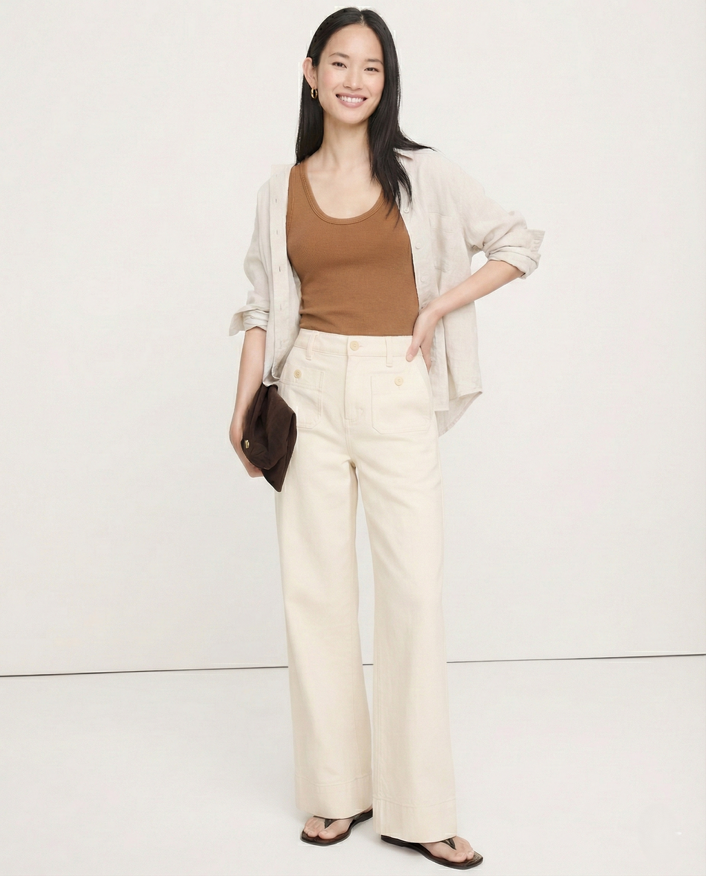 Women's High Waisted Wide Leg Stretch Jeans with Front Pockets