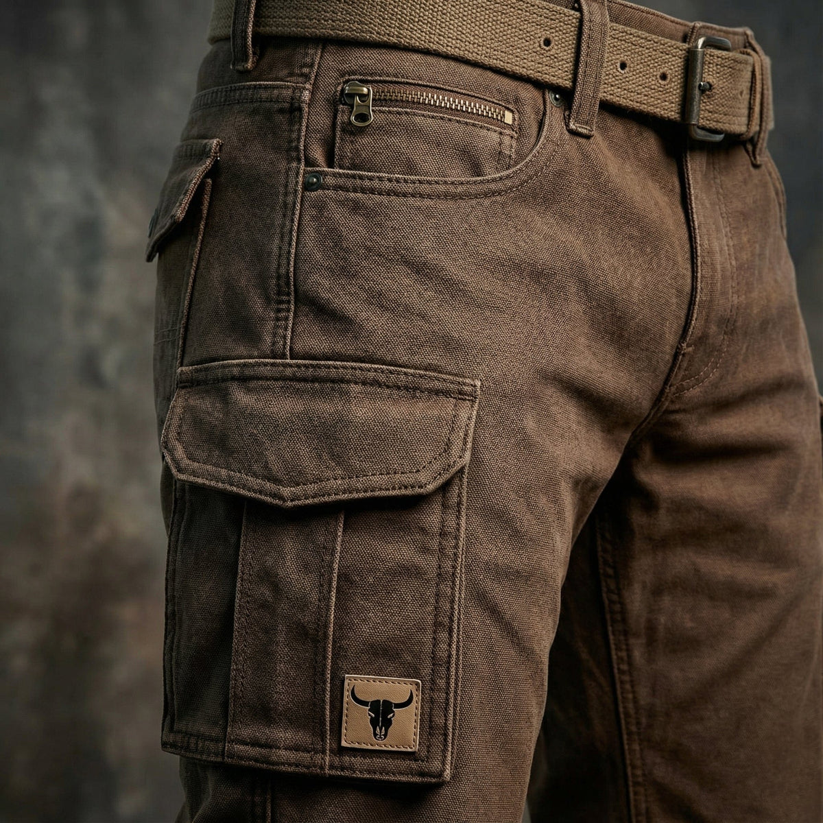 Men's Cargo Work Pants with Reinforced Pockets and Straight Fit