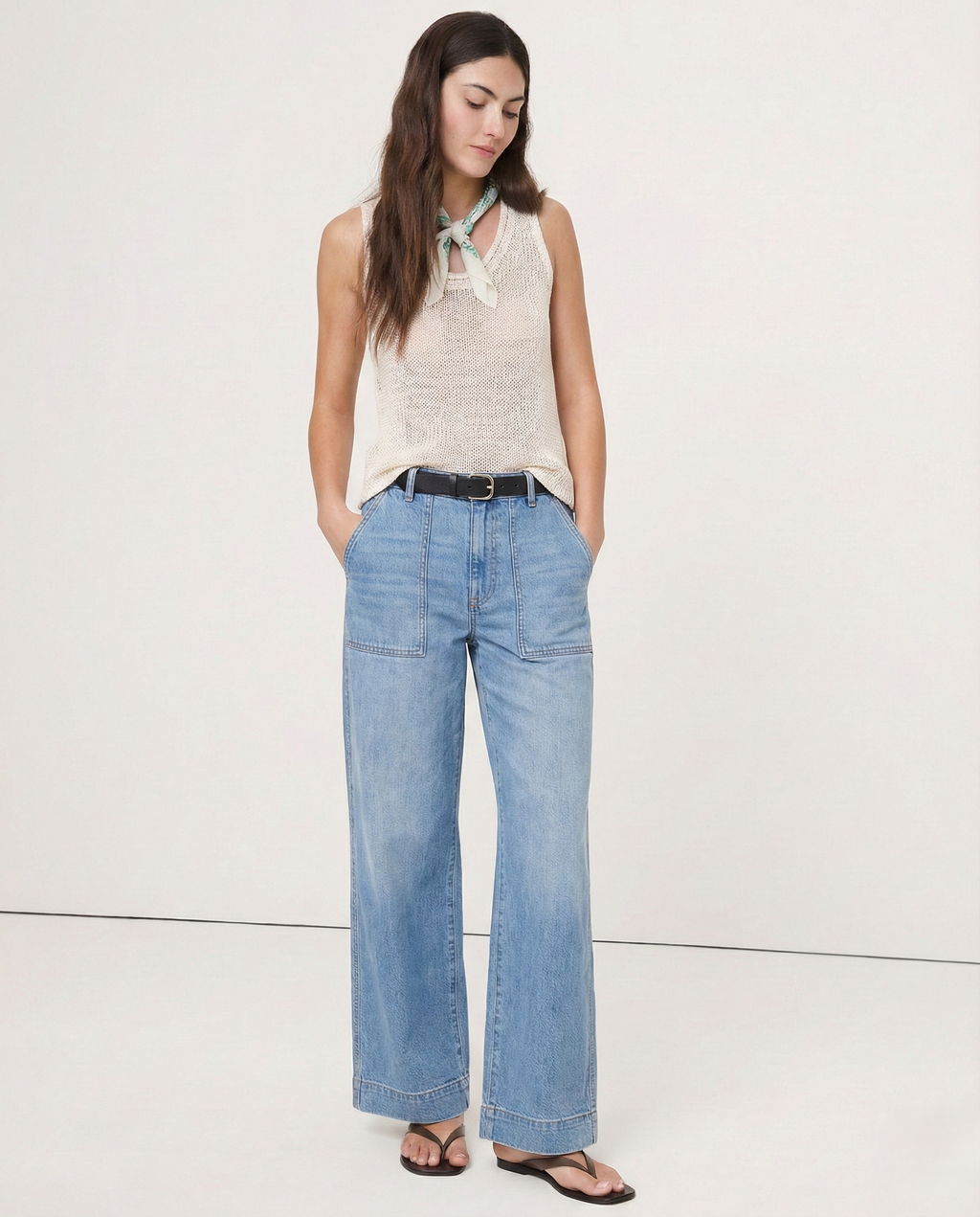 Women's High Waisted Wide Leg Stretch Jeans with Front Pockets