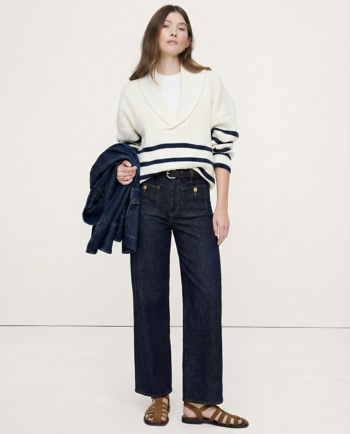 Women's High Waisted Wide Leg Stretch Jeans with Front Pockets