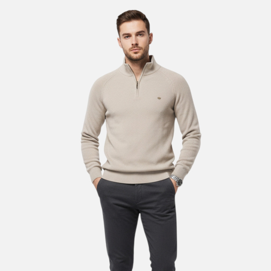 Men's Cotton Zip Cardigan with Versatile Cut Soft Knit and Everyday Comfort