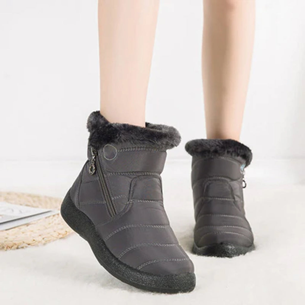 Women's Snow Boots with Faux Fur Lining Side Zip Closure and Non Slip Sole