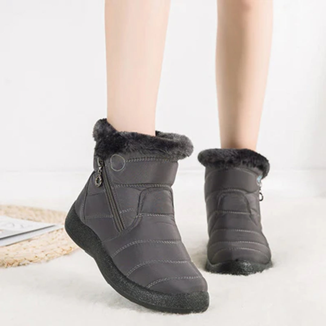 Women's Snow Boots with Faux Fur Lining Side Zip Closure and Non Slip Sole