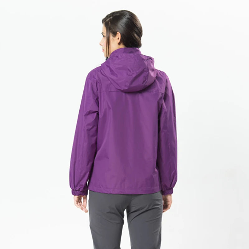 Women's Waterproof Hiking Jacket with Adjustable Hood and Zip Pockets