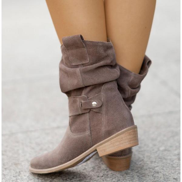 Women's Slouch Ankle Boots with Cushioned Support and Side Zipper