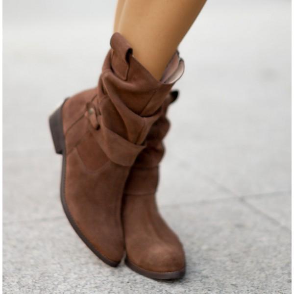 Women's Slouch Ankle Boots with Cushioned Support and Side Zipper