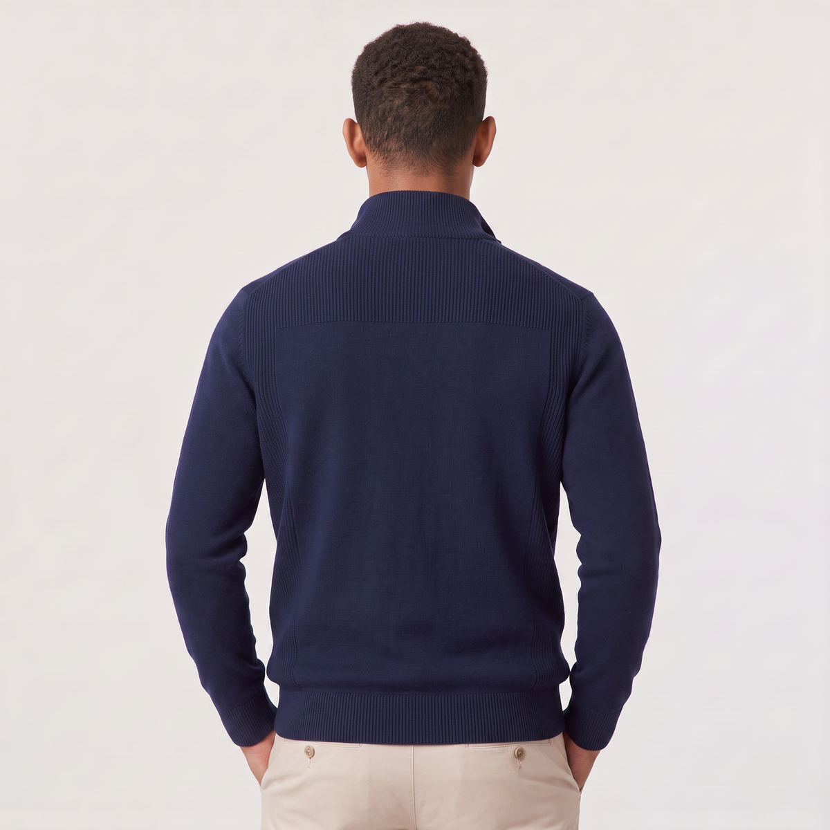 Men's Quarter Zip Knit Sweater with Stand Collar Regular Fit and Soft Fabric
