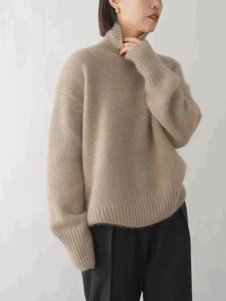 Women's Wool Turtleneck Sweater with Soft Breathable Knit and Comfortable Cut