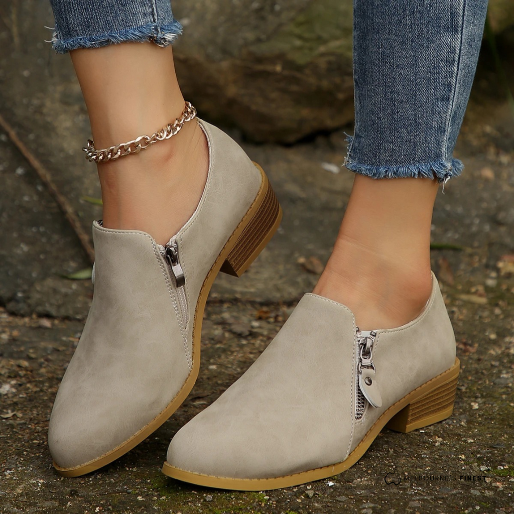 Women's Ankle Boots with Cushioned Footbed and Side Zipper Closure