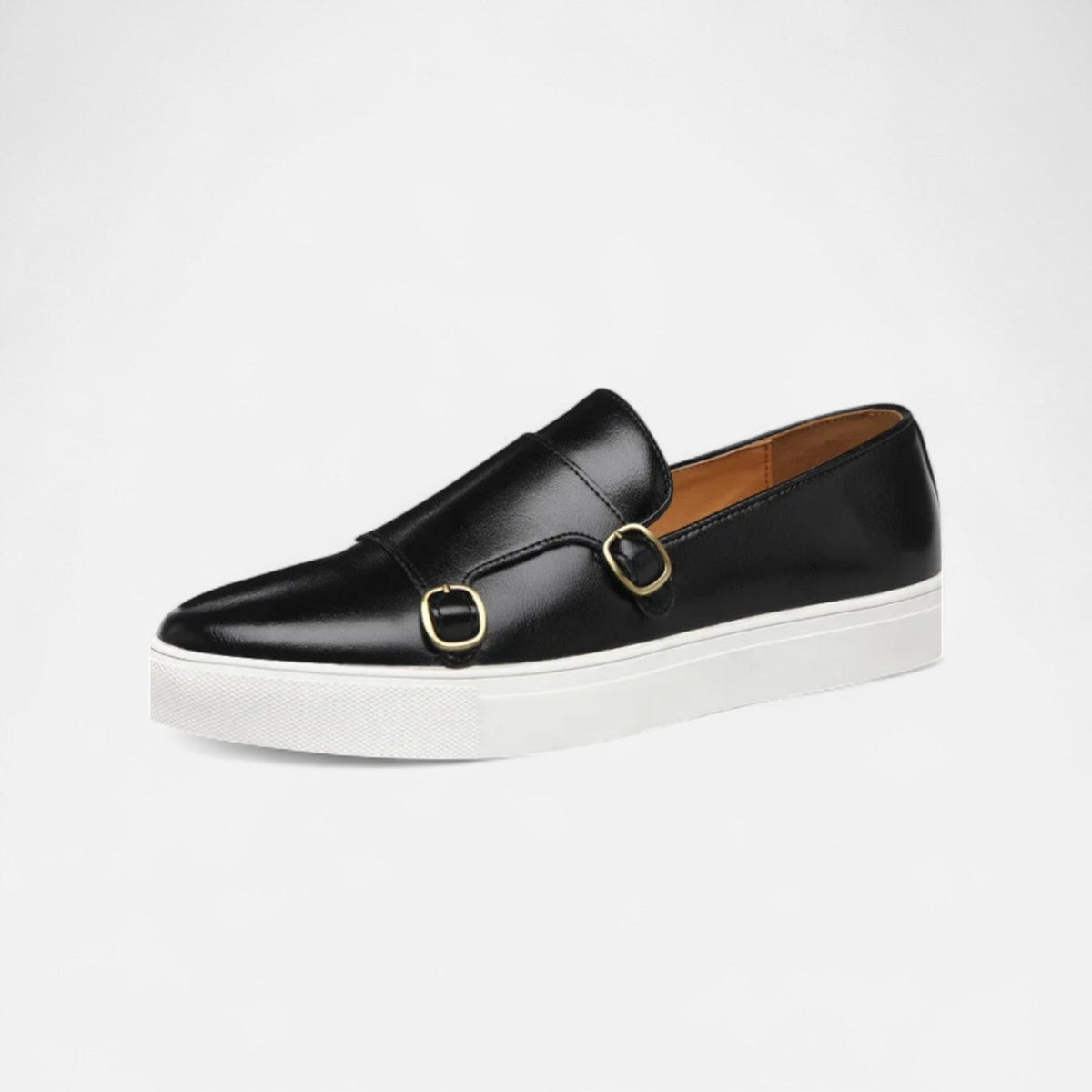 Men's Leather Buckle Loafers with Classic Silhouette and Slip On Design