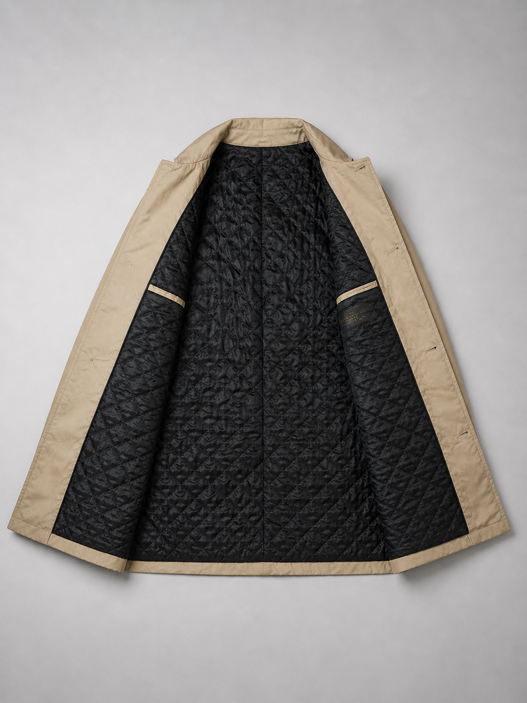 Men's Tailored Longline Coat with Button Front Closure and Functional Pockets