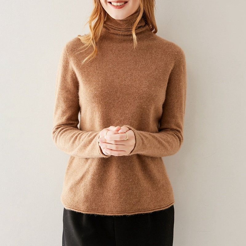 Women's Slim Fit Cashmere Blend Turtleneck Sweater with Long Sleeves