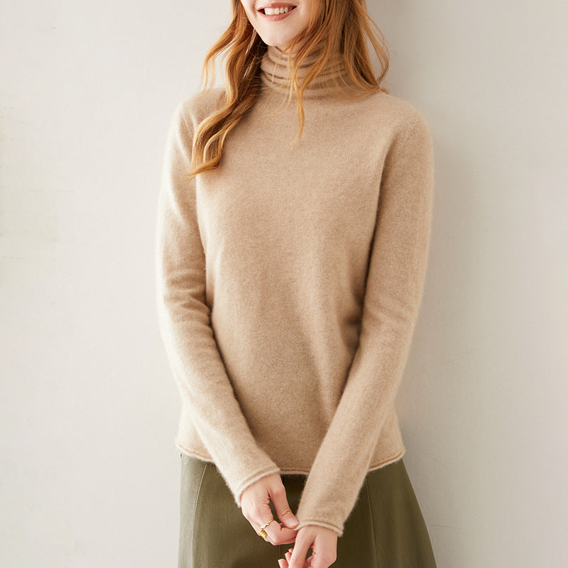 Women's Slim Fit Cashmere Blend Turtleneck Sweater with Long Sleeves
