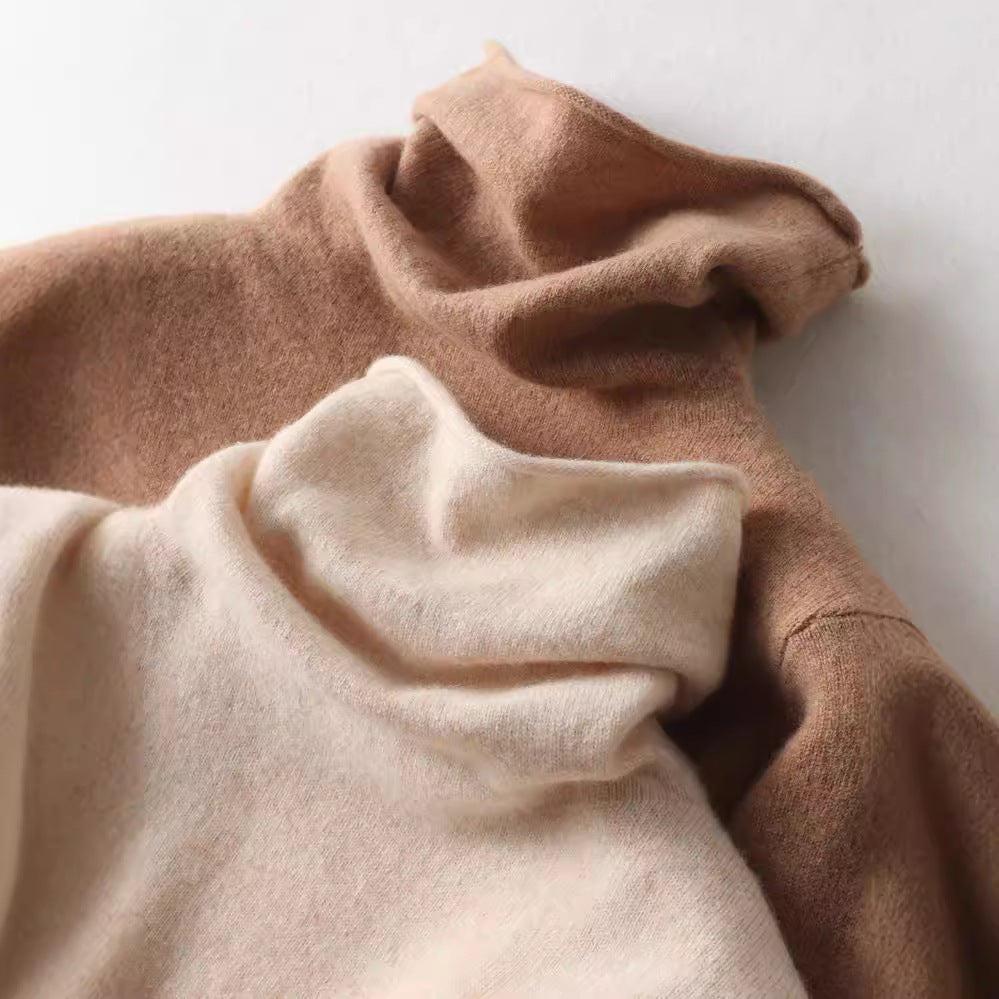 Women's Slim Fit Cashmere Blend Turtleneck Sweater with Long Sleeves