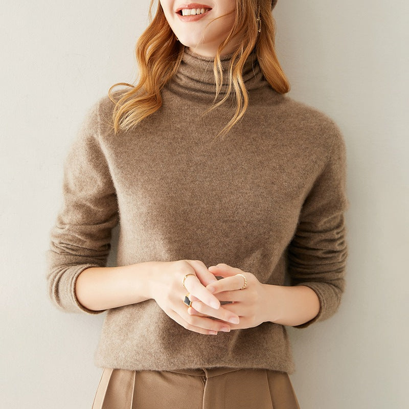Women's Slim Fit Cashmere Blend Turtleneck Sweater with Long Sleeves