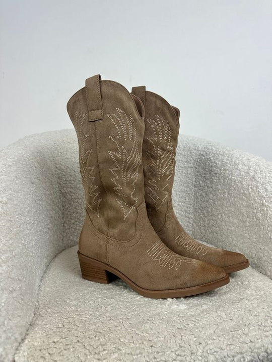Women's Western Boots with Cushioned Footbed and Side Zipper Closure